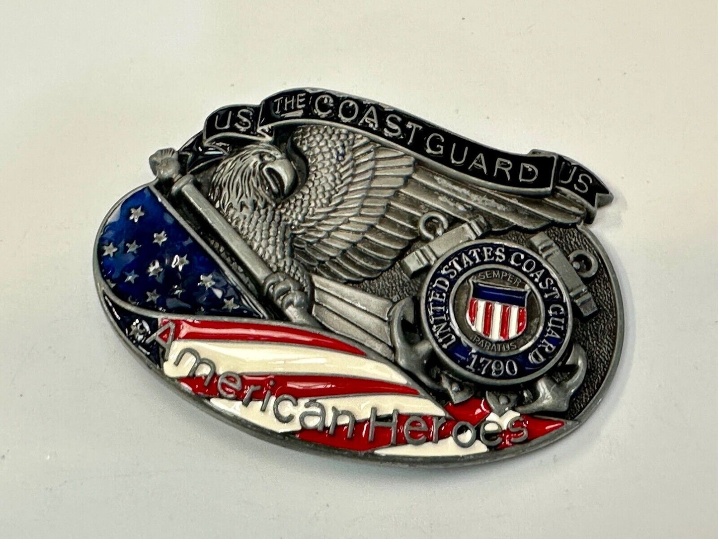 The US Coastguard raised dimensional belt buckle America's Heroes