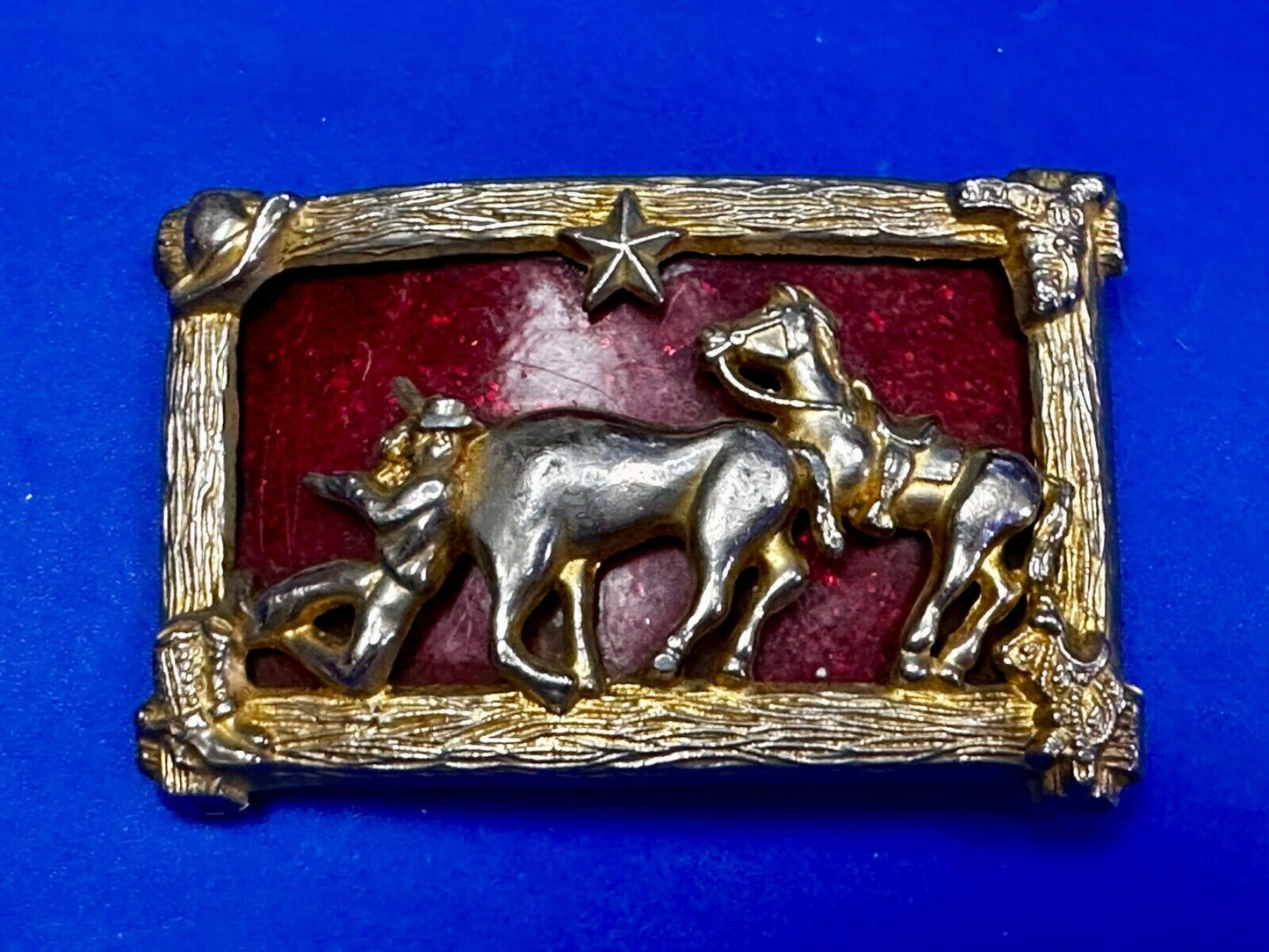 Bank Bandit Cowboy Horse Thief Unique colorful Raised Belt Buckle