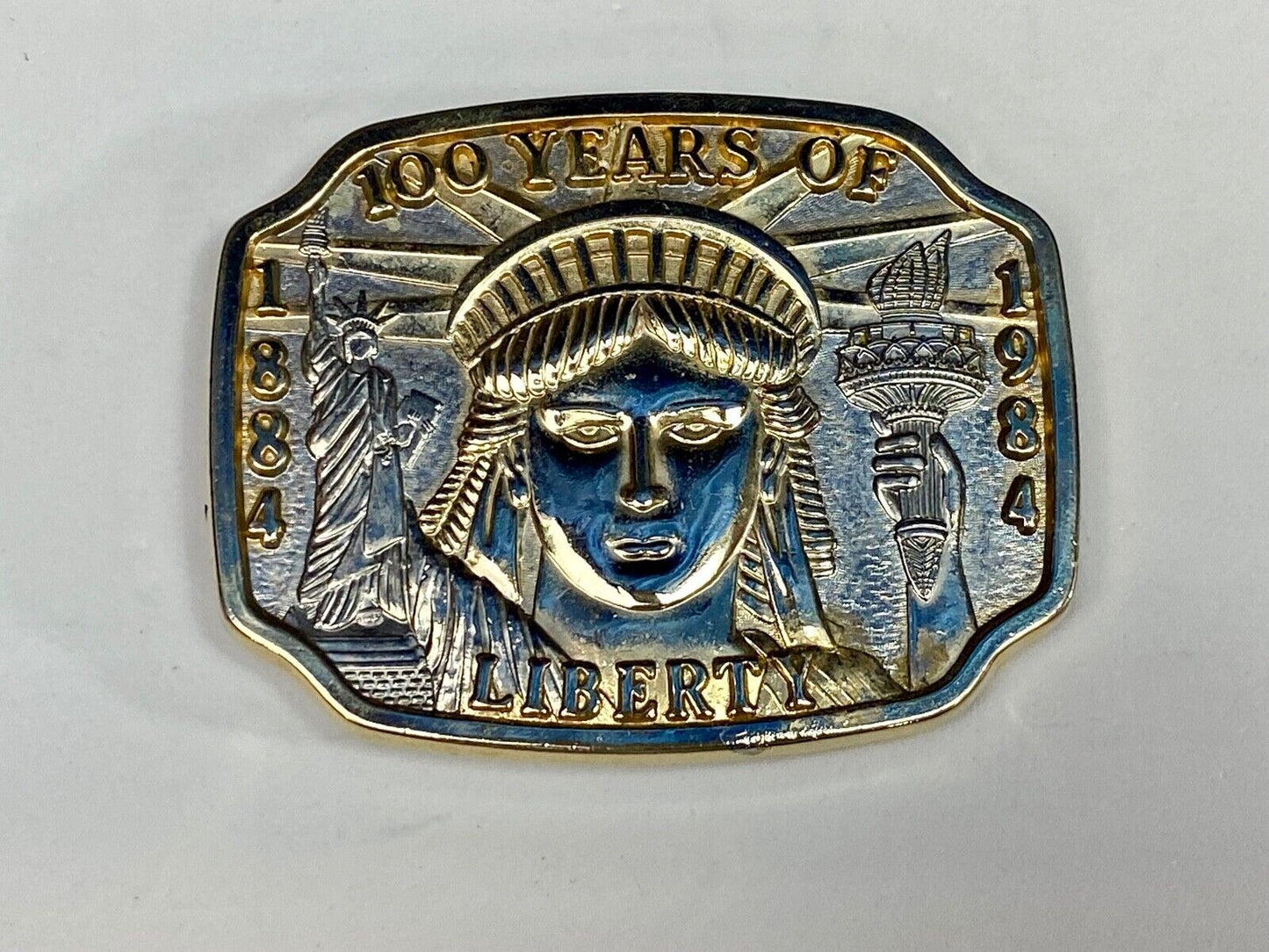 Vintage 1984 Patriotic Lady Liberty 100 Years Of Liberty Collection Belt Buckle