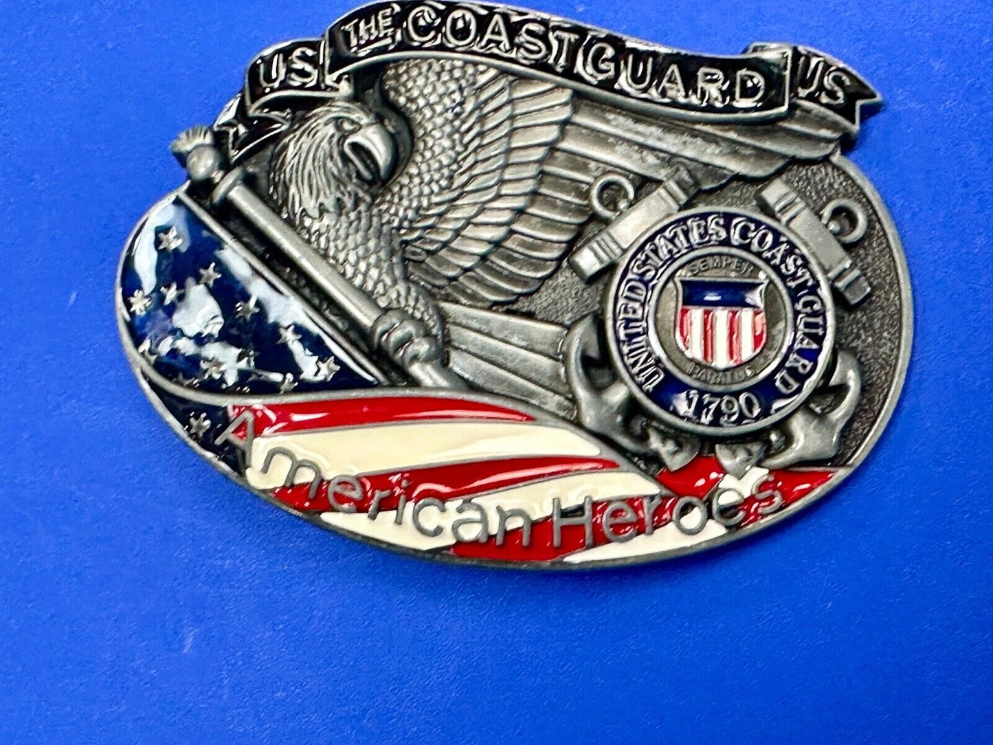 The US Coastguard raised dimensional belt buckle America's Heroes