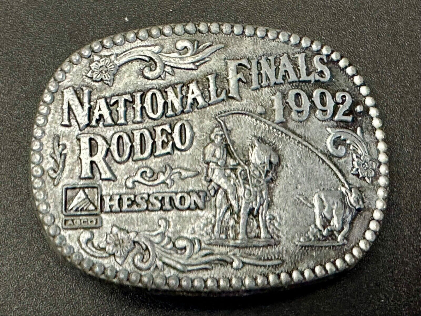 1992 Hesston National Finals Rodeo NFR Youth Size Award Design Medal Belt Buckle
