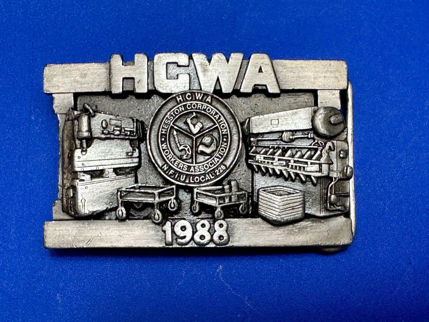 1988 HWCA 8th Hesston Fabrication Corp workers assn LIMITED belt buckle
