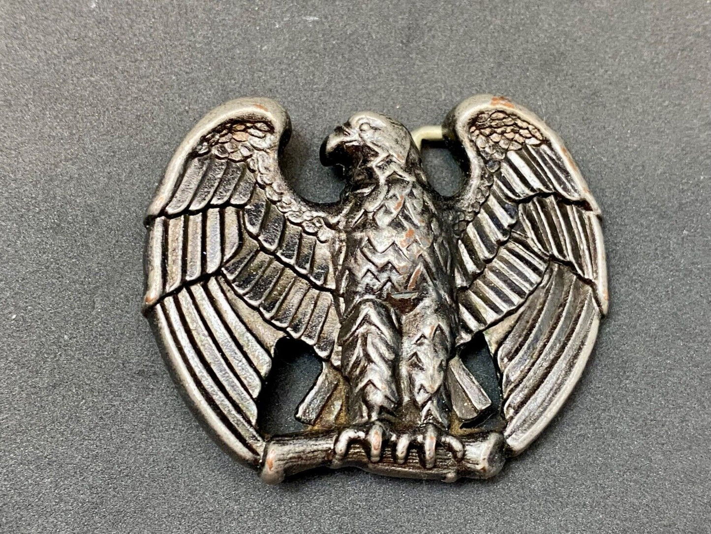 Vintage Avon 70s Patriotic American Eagle cutout shaped Silver Tone belt buckle