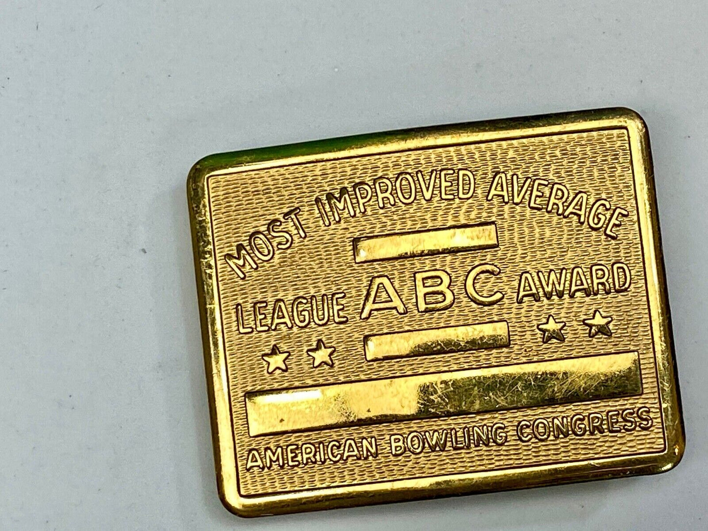 Vintage 70s AMERICAN BOWLING CONGRESS Most Improved ABC LEAGUE AWARD BELT BUCKLE