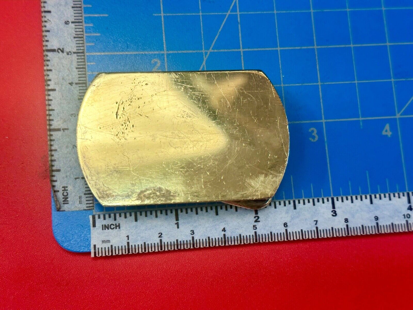 Artisan 2.5" wide rounded corner brass tone dress belt buckle