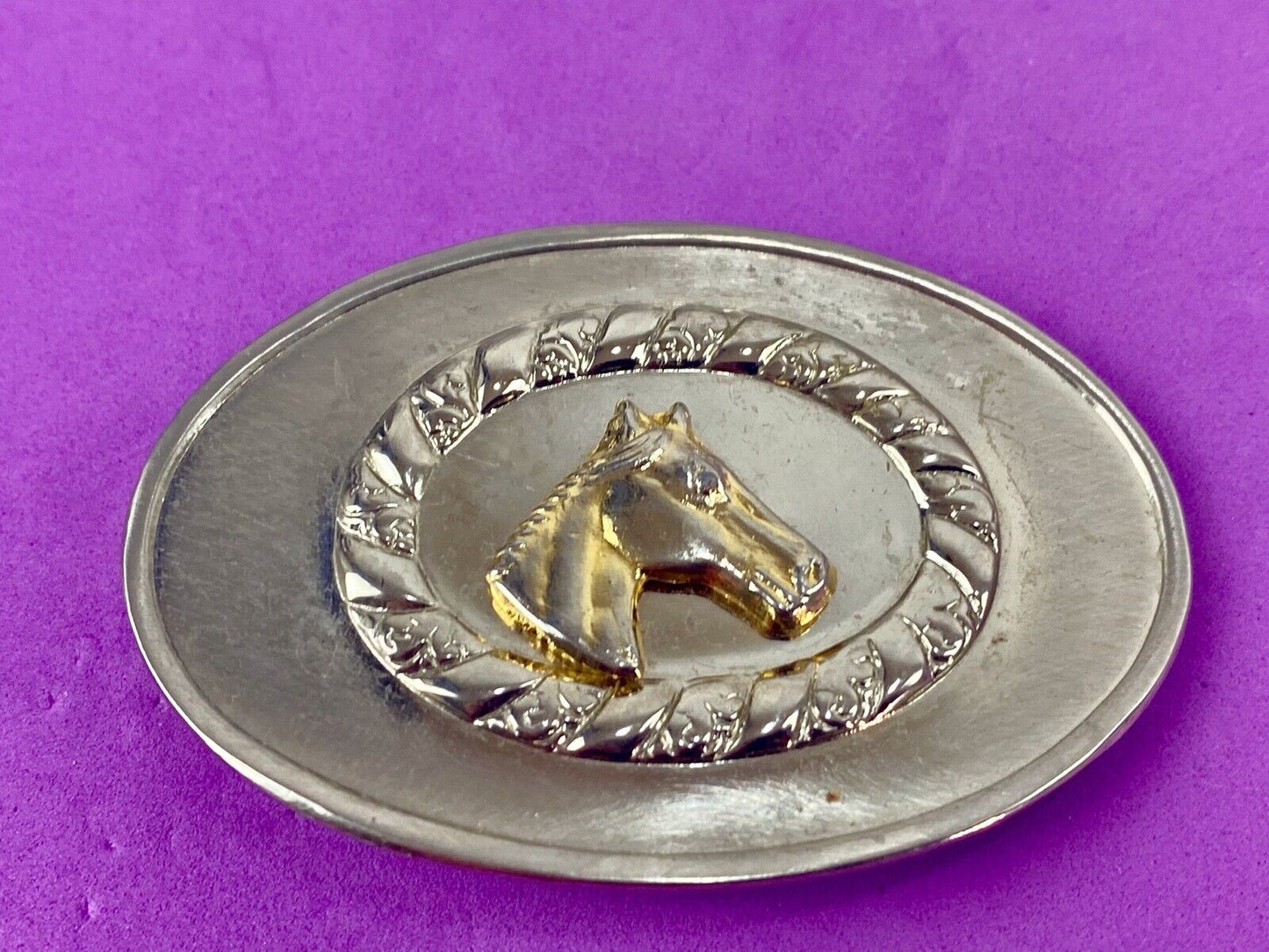 Unique and different horse bust head western cowboy Oval Shape belt buckle