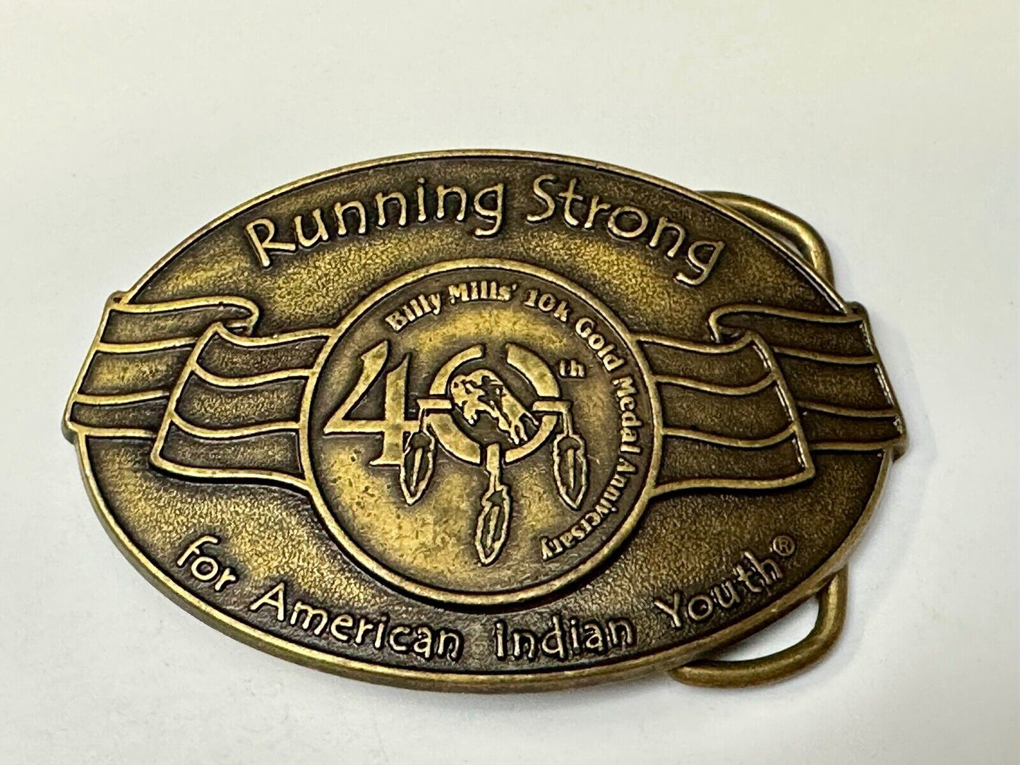 40 years! Native American Indian Youth Running Strong belt buckle