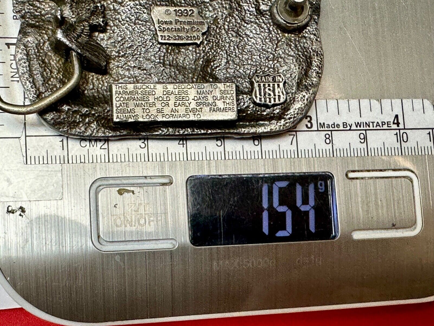 1992 Iowa Farmer seed days - State Farm Commemorative belt buckle