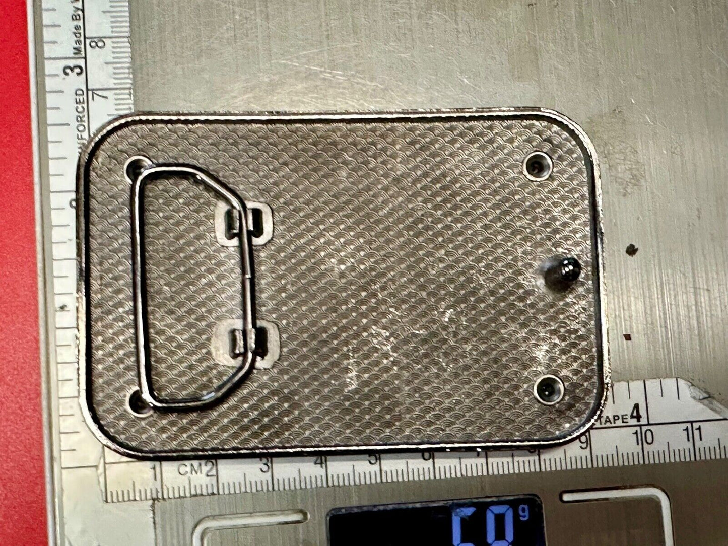 American Eagle - biker style studded black leather background belt buckle