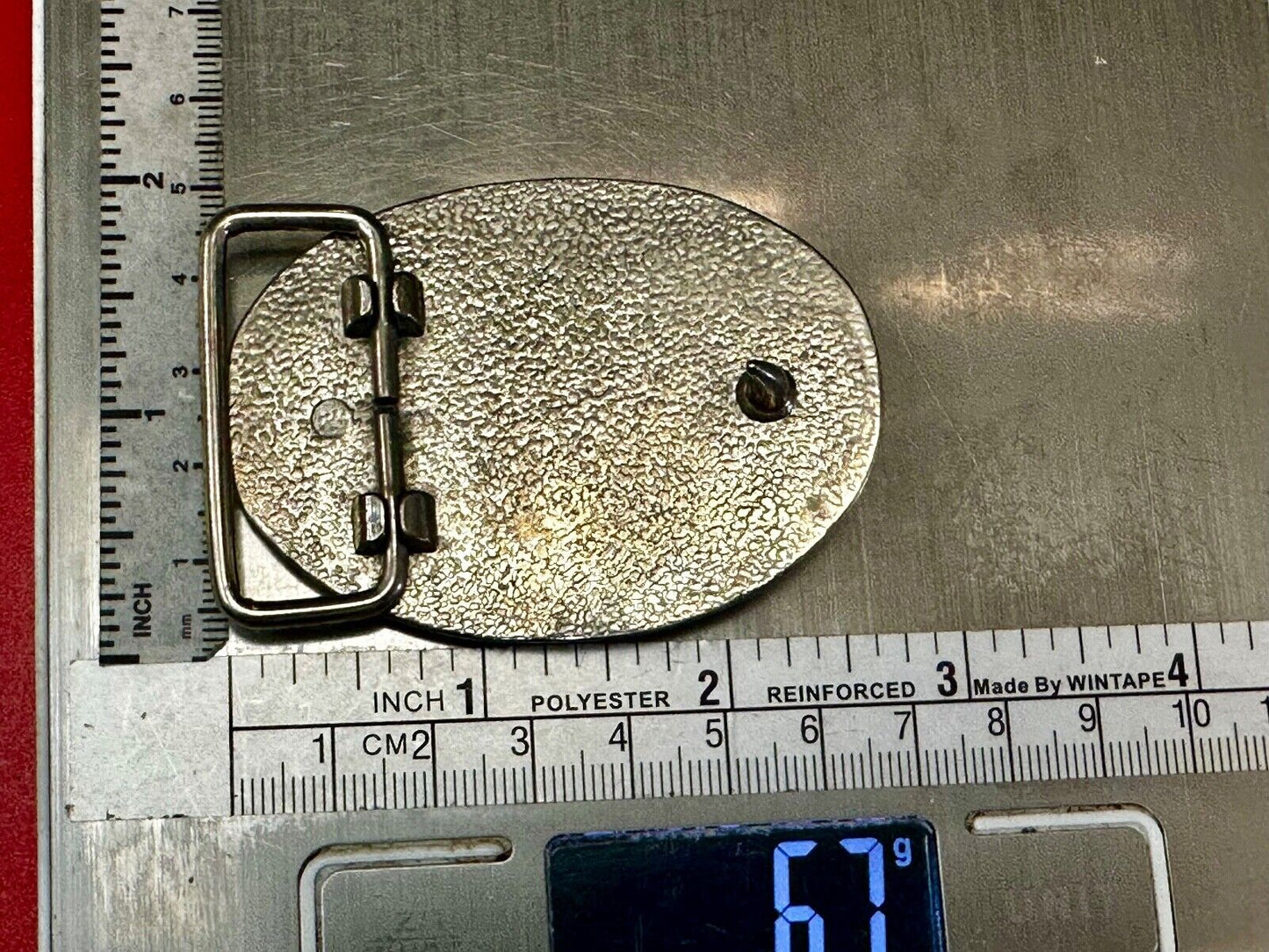 The Great State of Texas Star Flag Theme Vintage Silver tone western Belt Buckle