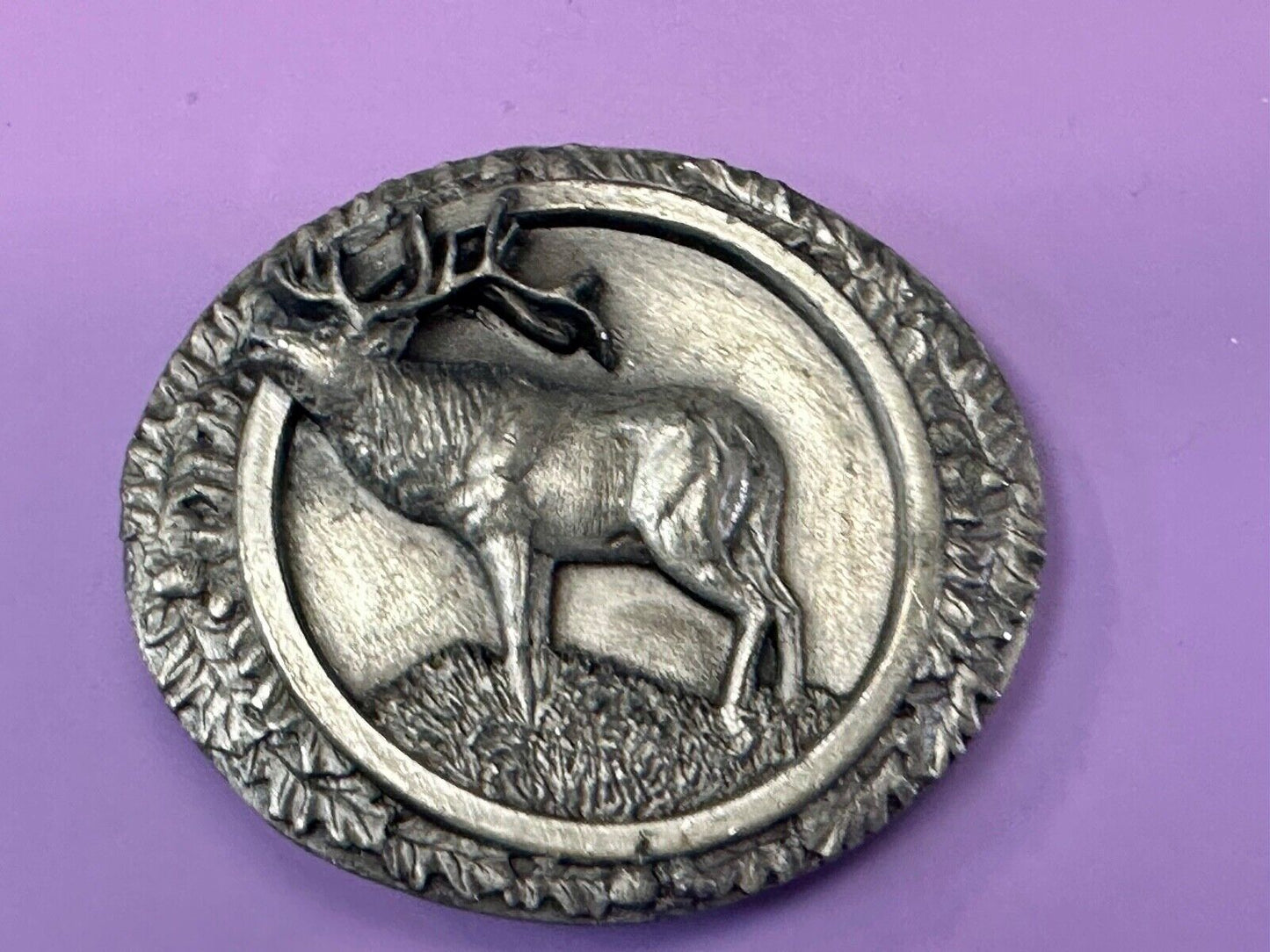 The North American Elk Commemorative Vtg. 1986 Bergamot Brass Works belt buckle