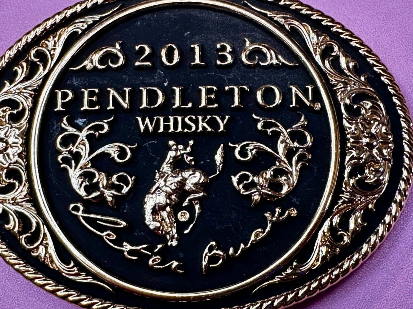 2013 Pendleton Whiskey Let'er Buck Rodeo Cowboy Montana Silversmiths Belt Buckle