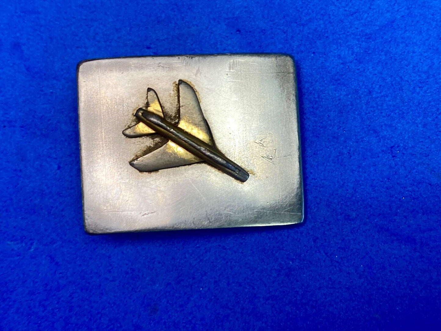 Artisan Two Tone Airplane USAF Jet Fighter Plane Rectangular 2" Belt Buckle
