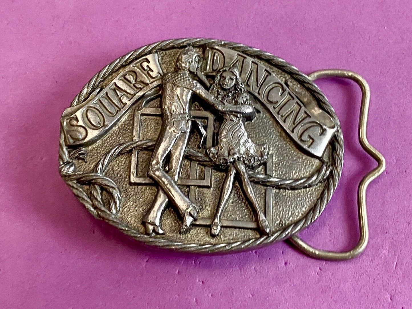 vintage 1986 Romantic Couple square dancing C+J INC belt buckle