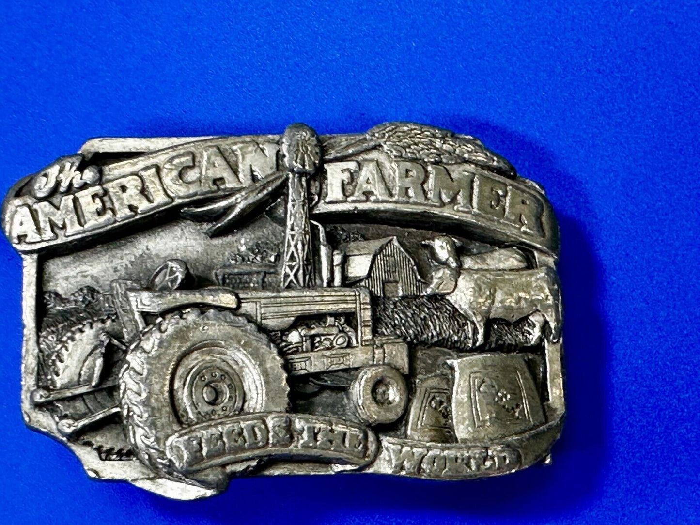 The American Farmer Feeds The World Tractor Farming Commemorative Belt Buckle