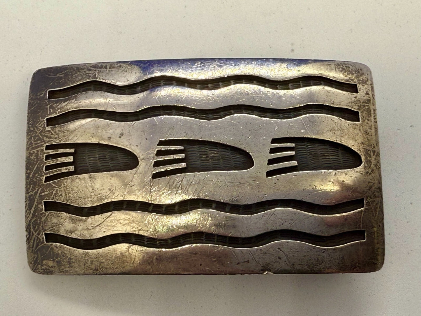 Bear Paw Print Native American Indian Art Pattern Belt Buckle - See Makers Marks