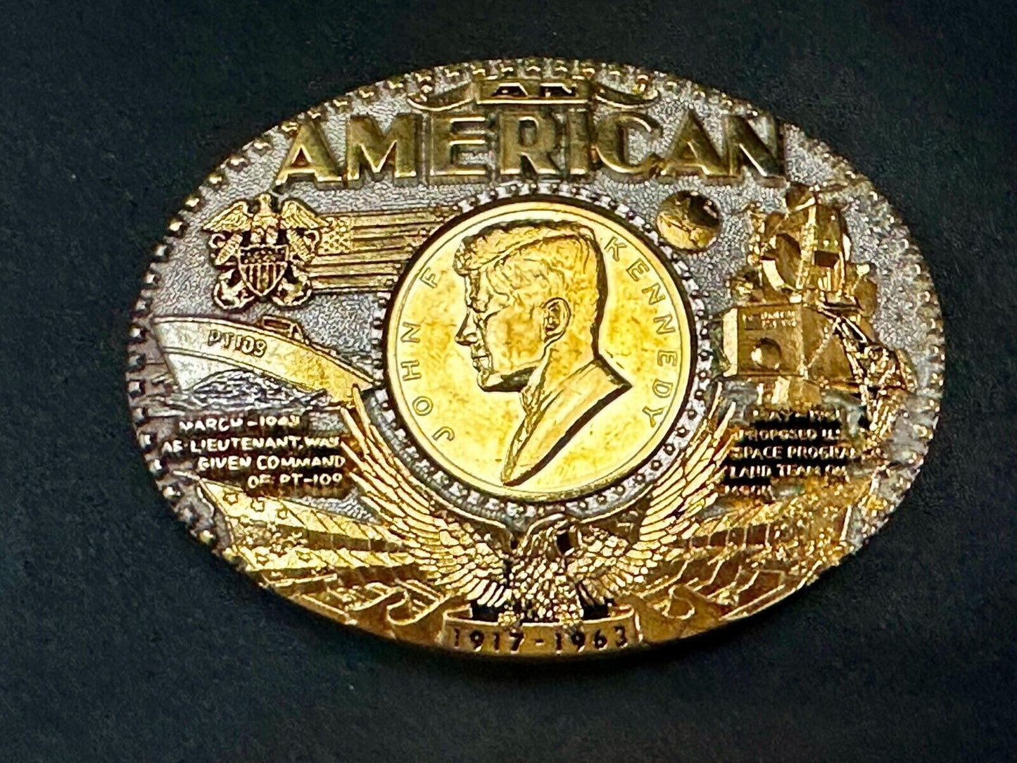 American John F Kennedy President Coin Belt Buckle First Edition #2173 ADM