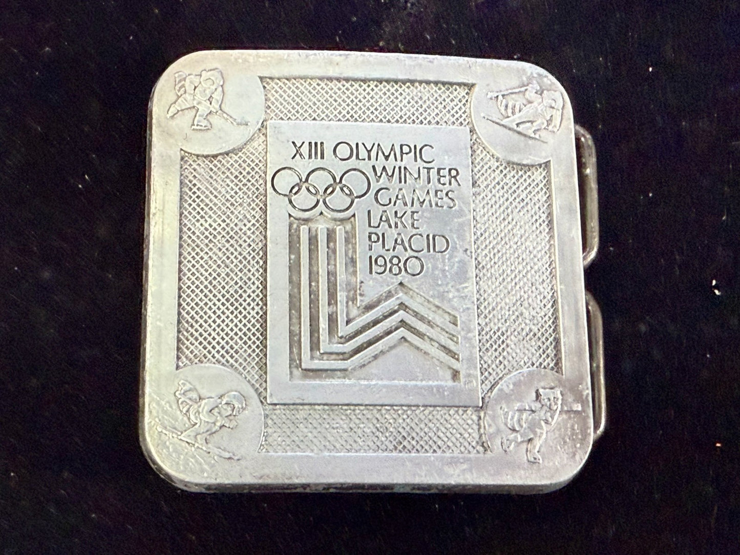 The Olympic Winter Games Lake Placid 1988 Commemorative Silver Color Belt Buckle