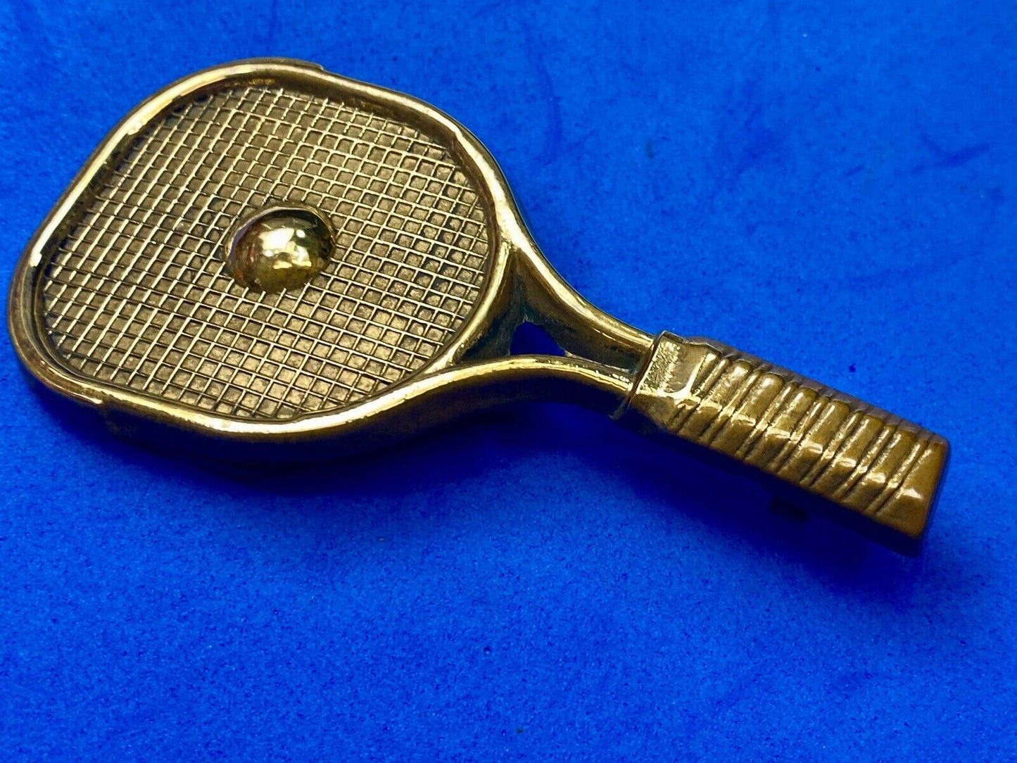 Tennis Racquet & Ball Vtg. 1978 Solid Brass Sports Belt Buckle -Baron Buckles