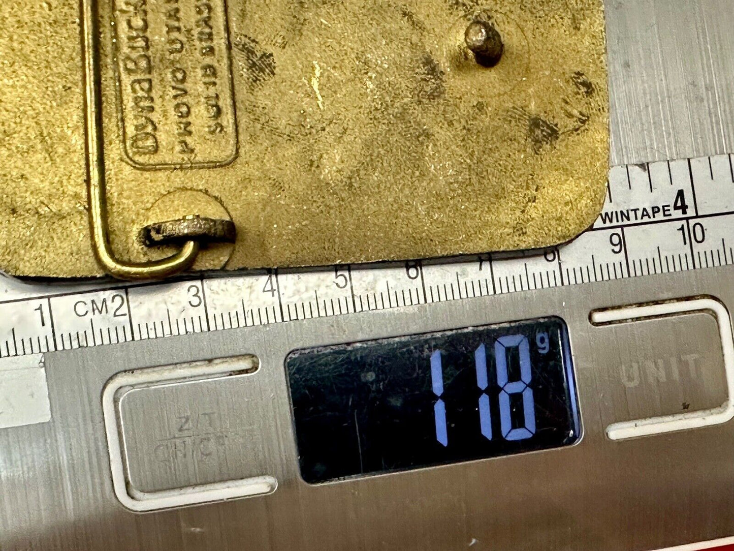 Vintage Burgman Industries Company Advertising brass Dynabuckle belt buckle