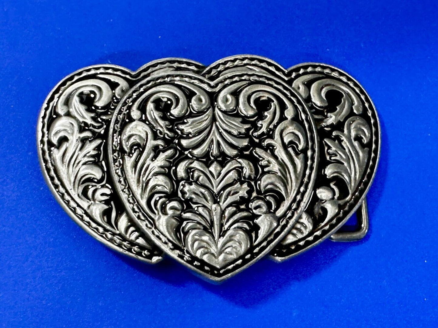 Three Heart Shaped Western Cutout Two Tone Cowgirls Belt Buckle
