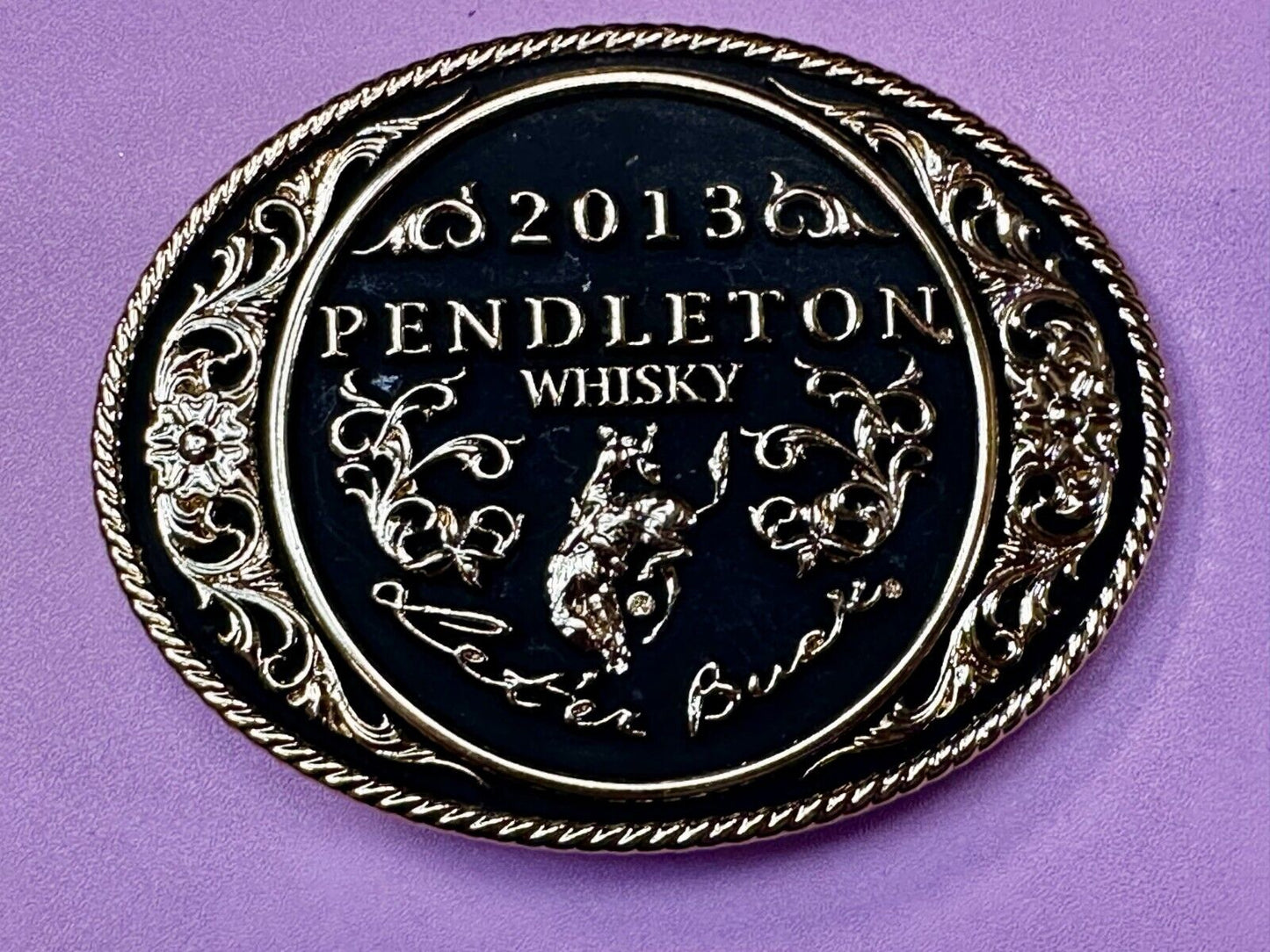 2013 Pendleton Whiskey Let'er Buck Rodeo Cowboy Montana Silversmiths Belt Buckle