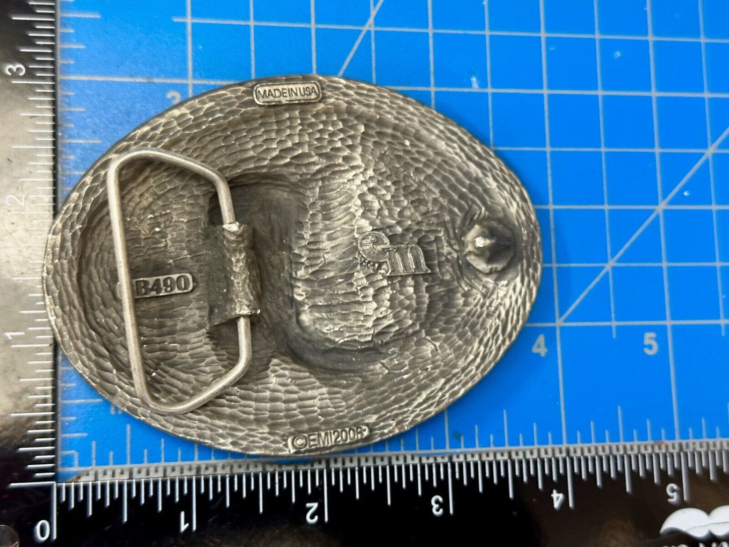 Vintage EGE '93 Rattlesnake Diamond Cut Pewter Belt Buckle Made In the USA