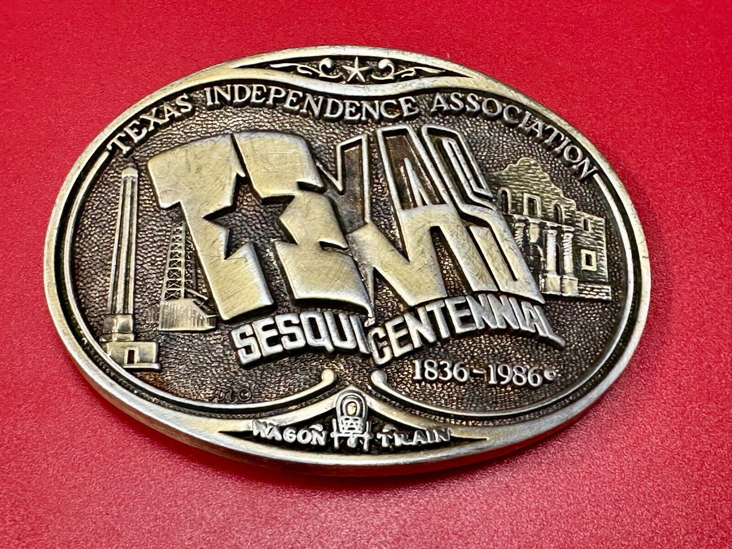 Texas State Sesquicentennial 150 year celebration solid brass ADM belt buckle