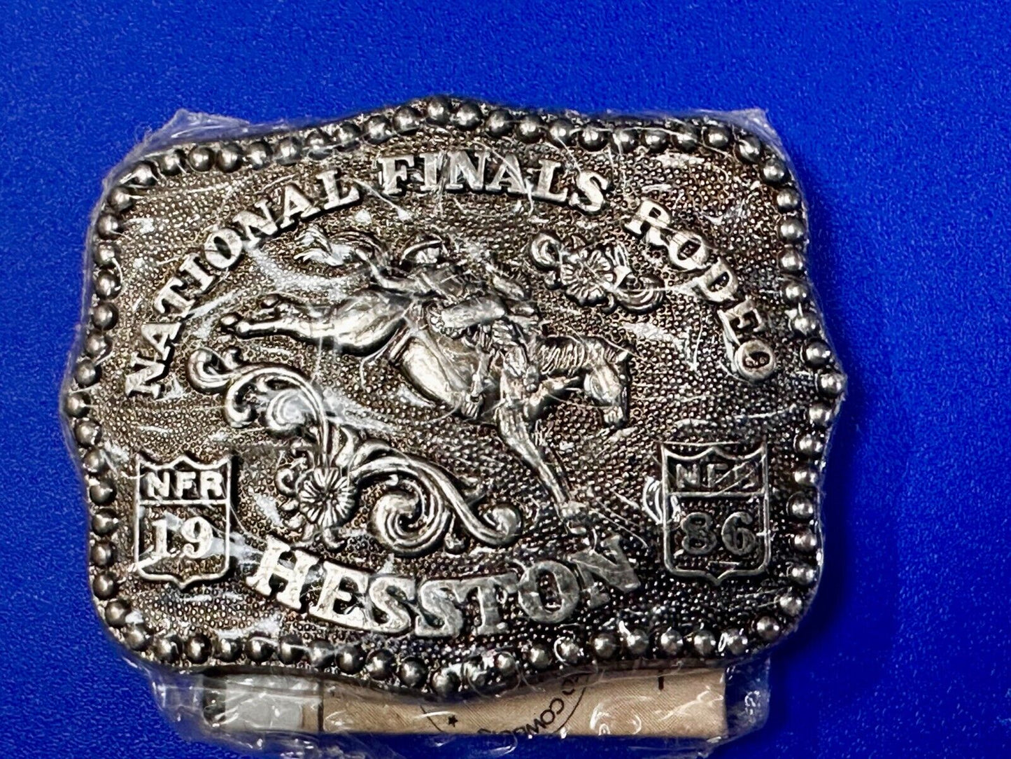 1986 Hesston National Finals Rodeo NFR Cowboys Youth Size NOS Belt Buckle