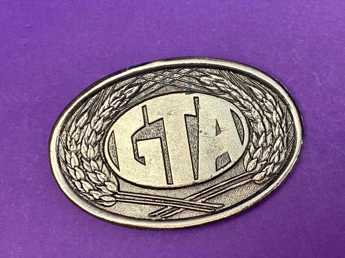 Vintage 1980 First edition GTA Farming Agriculture seeds wheat soy belt buckle
