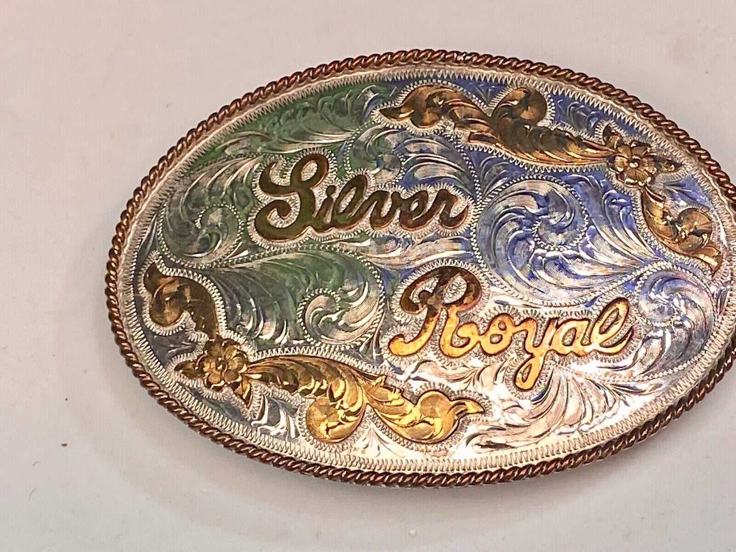 5" Silver royal western Trophy? style belt buckle Mexico see unknown hallmark!