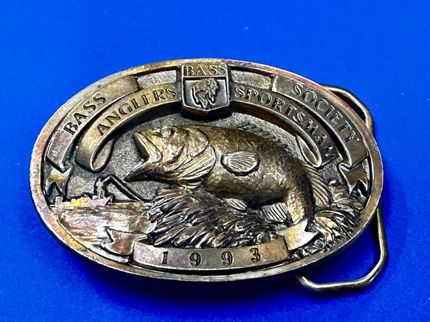 1993 BASS Anglers Sportsman Society Sport Fishing Fishermans Belt Buckle