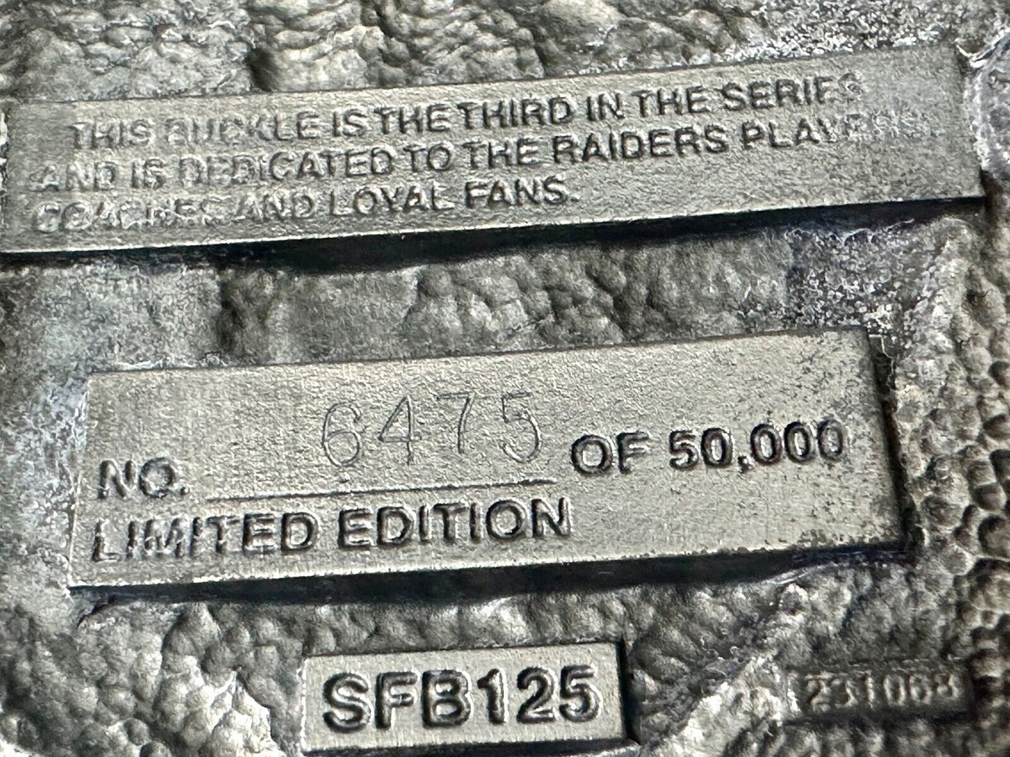 2003 Oakland Raiders NFL Football Commemorative Belt Buckle