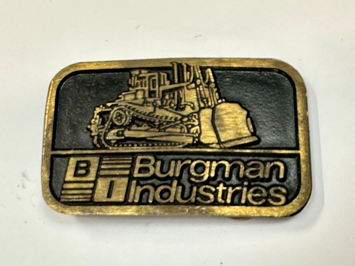 Vintage Burgman Industries Company Advertising brass Dynabuckle belt buckle