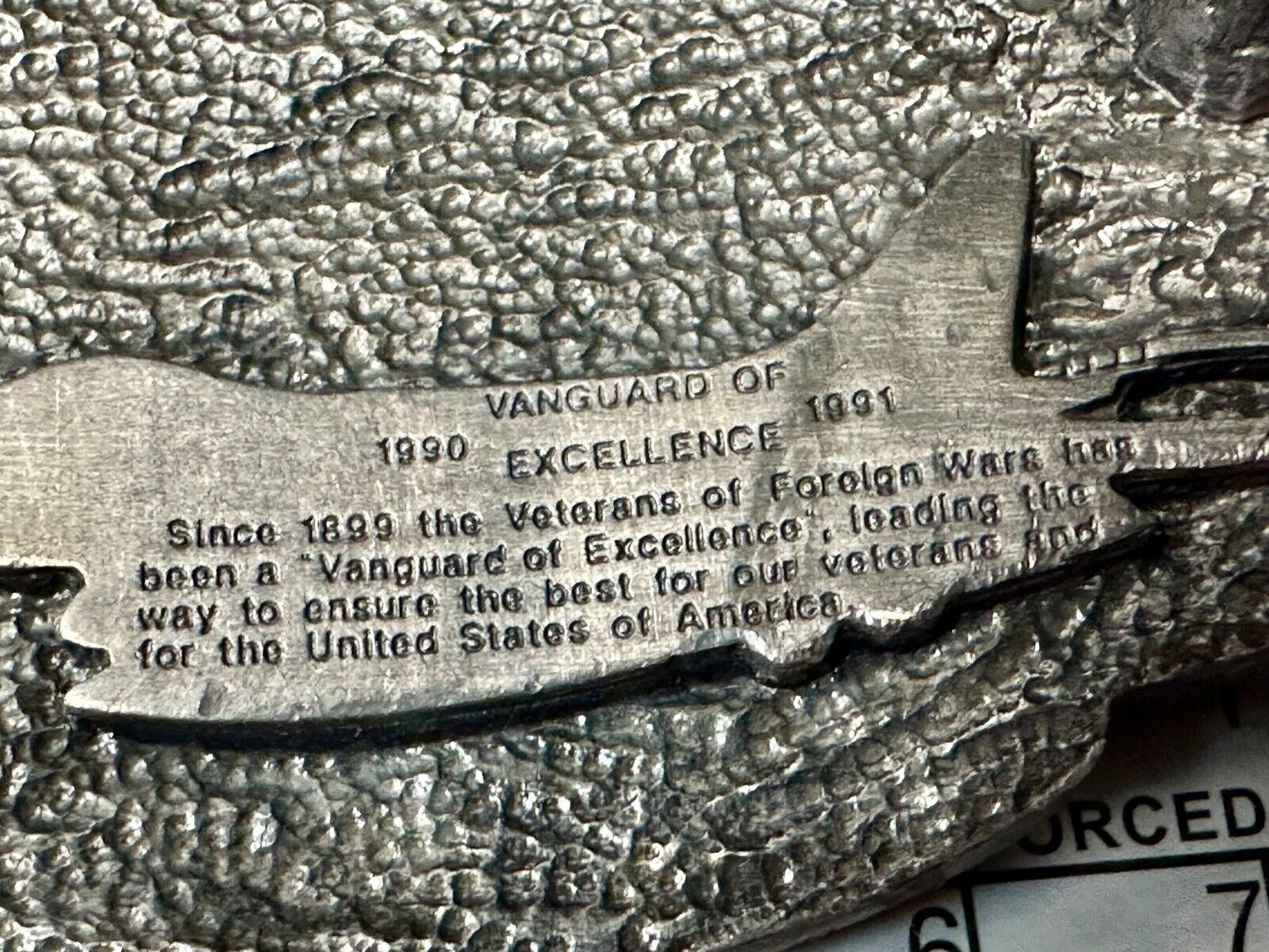VFW Foreign Wars Veterans Vtg. Vanguard Excellence Award Siskiyou Belt Buckle
