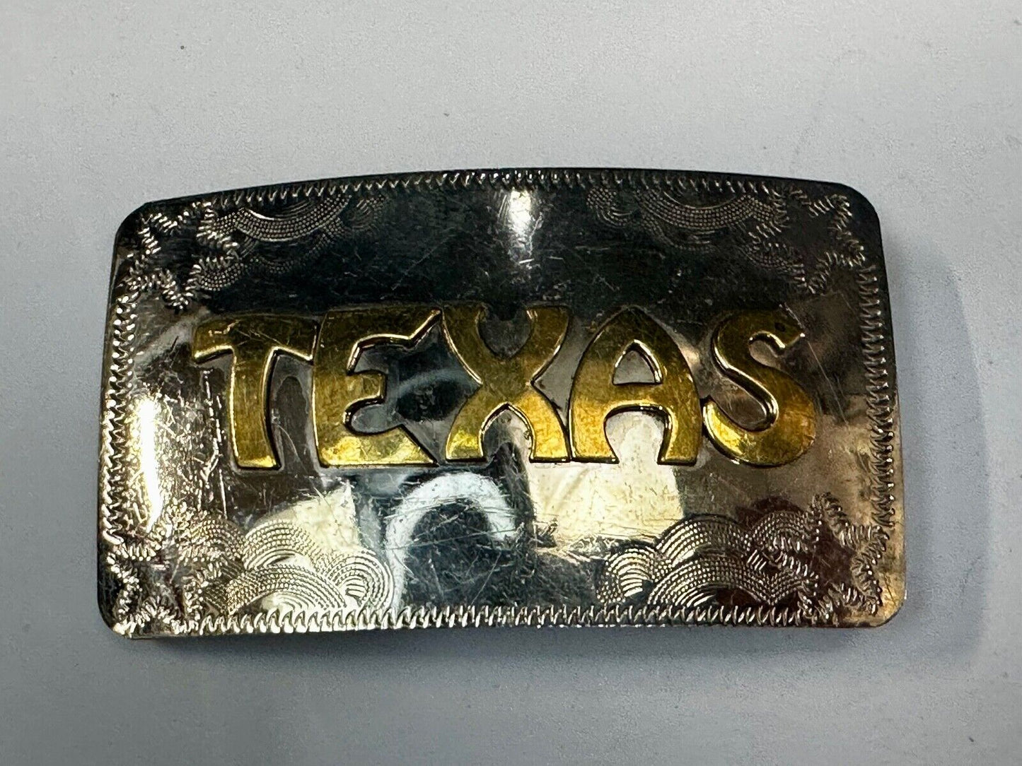 The Great State of Texas two tone German Silver rectangular Belt Buckle
