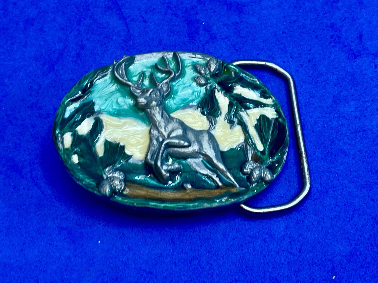 Vintage 1988 Deer In Nature Great American Belt Buckle