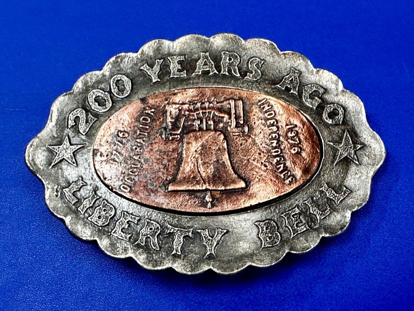 Usa Liberty Bell 200 Year Celebration Two Tone Patriotic Bergamot Belt Buckle