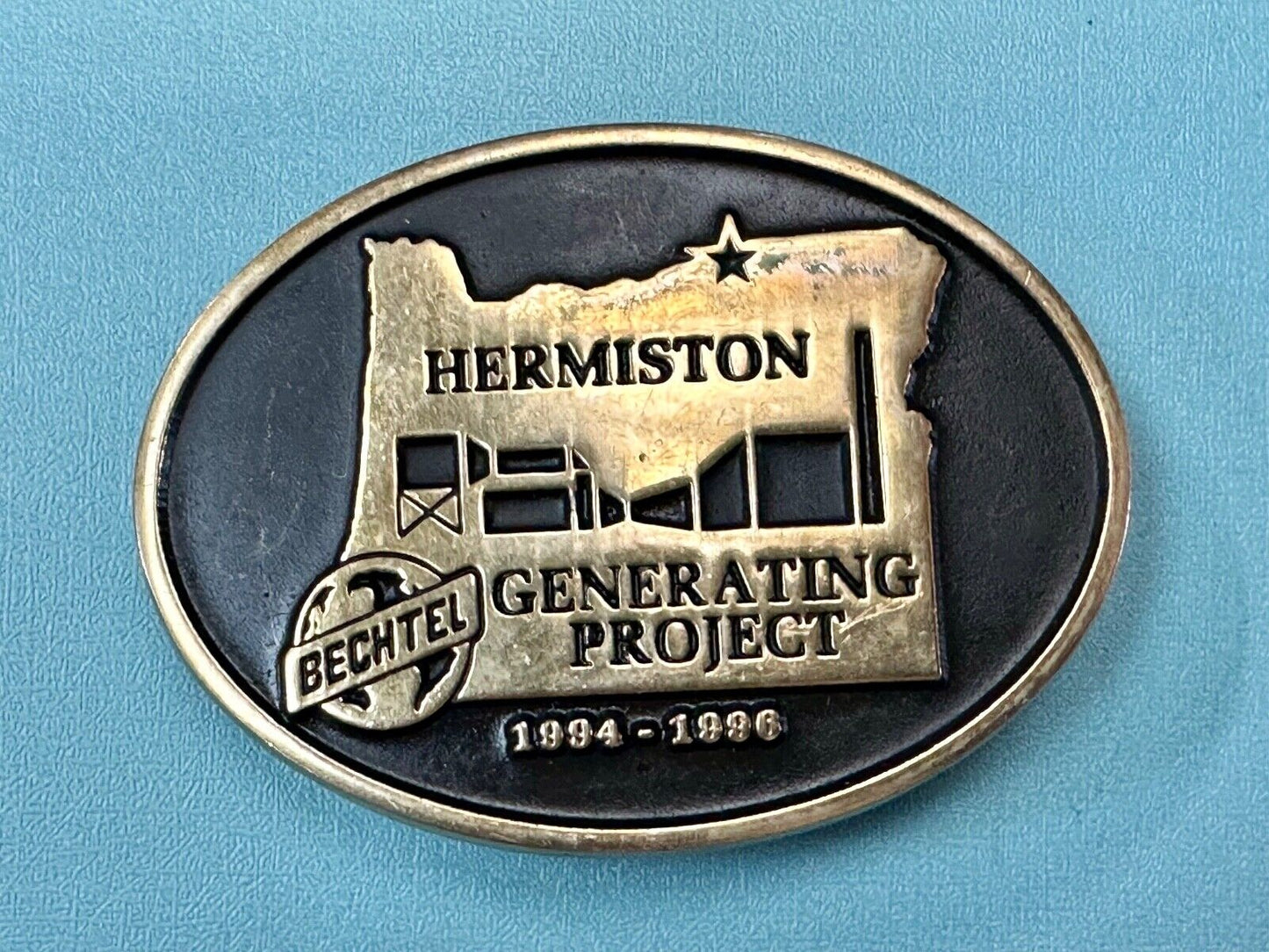 Bechtel HERMISTON Generating Project GE 7FA 94 - 96 Vtg. Anacortes belt buckle