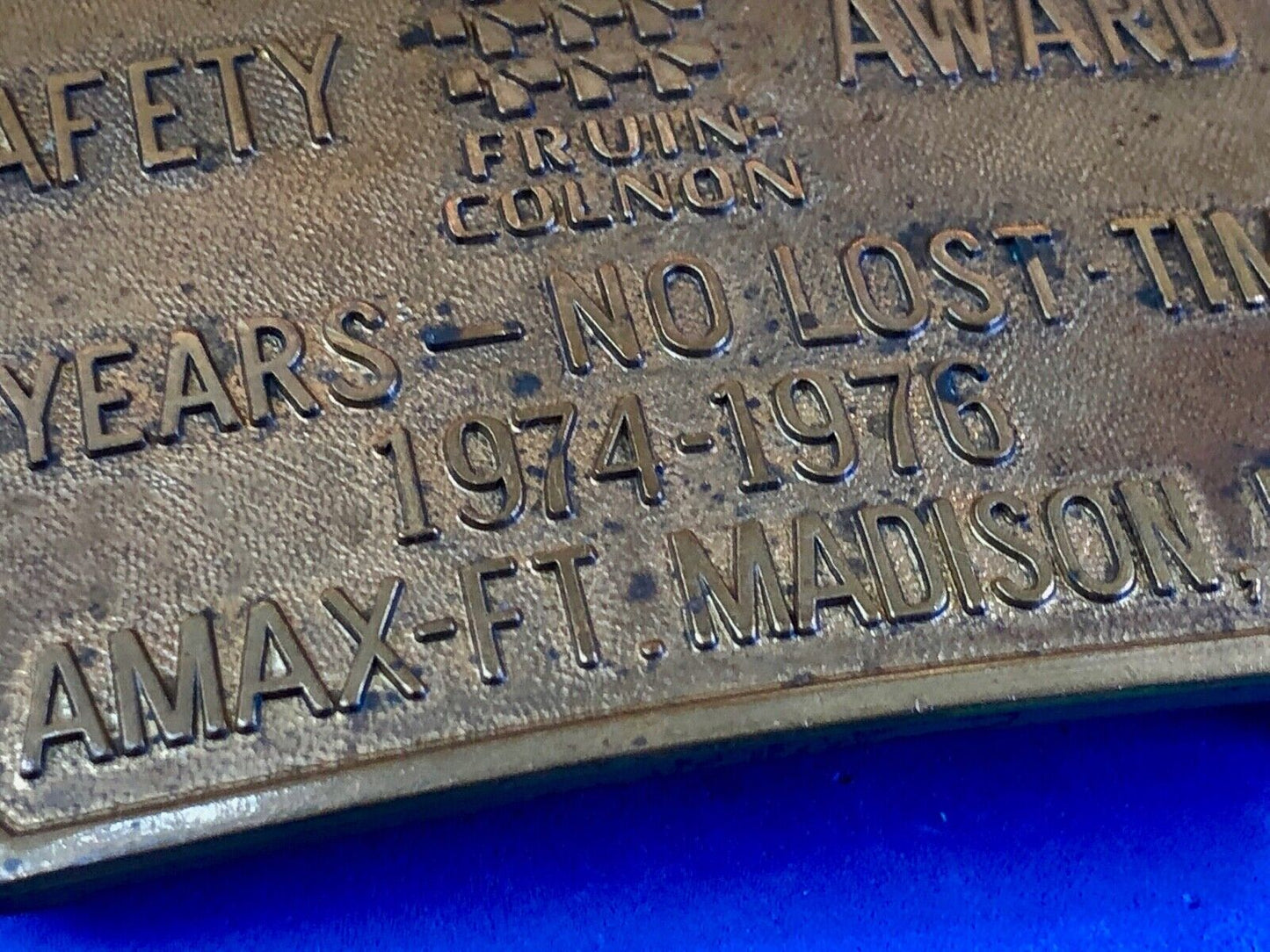 Vintage 1970’s two year safety award- no lost time belt buckle