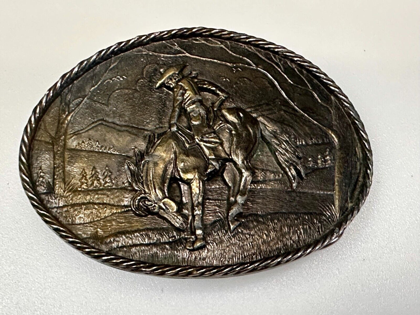 Vintage 1980's Cowboy Saddle Bronc The Great American Belt Buckle Co
