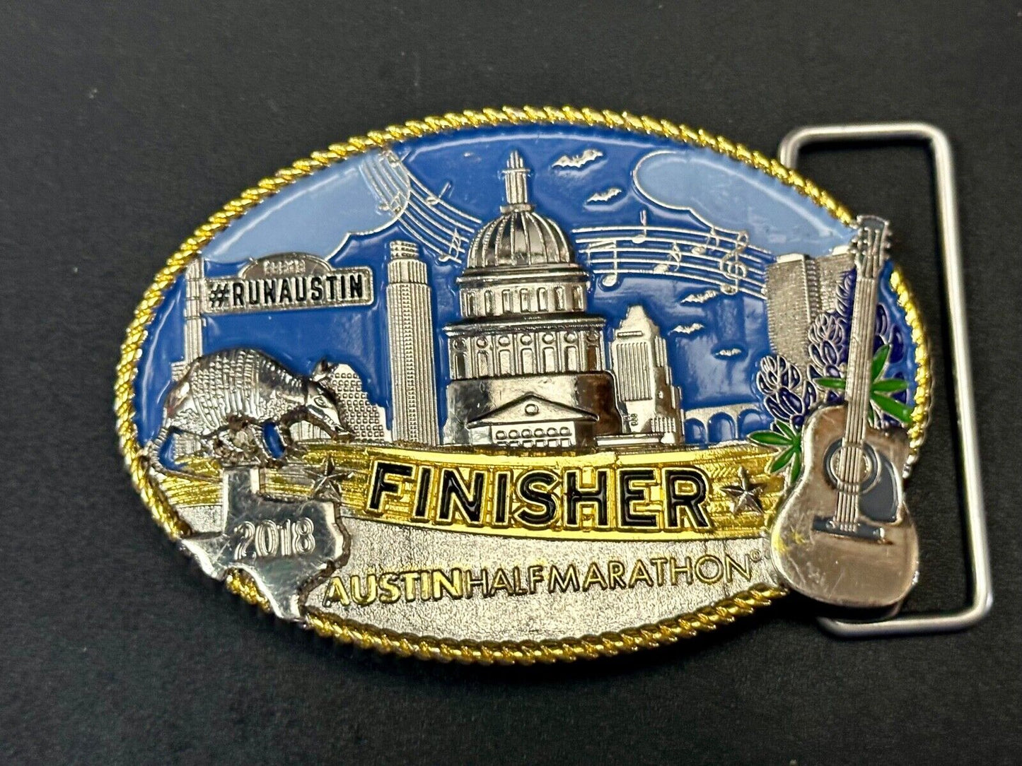 2018 Austin Texas RunAustin Finisher Half Marathon belt buckle