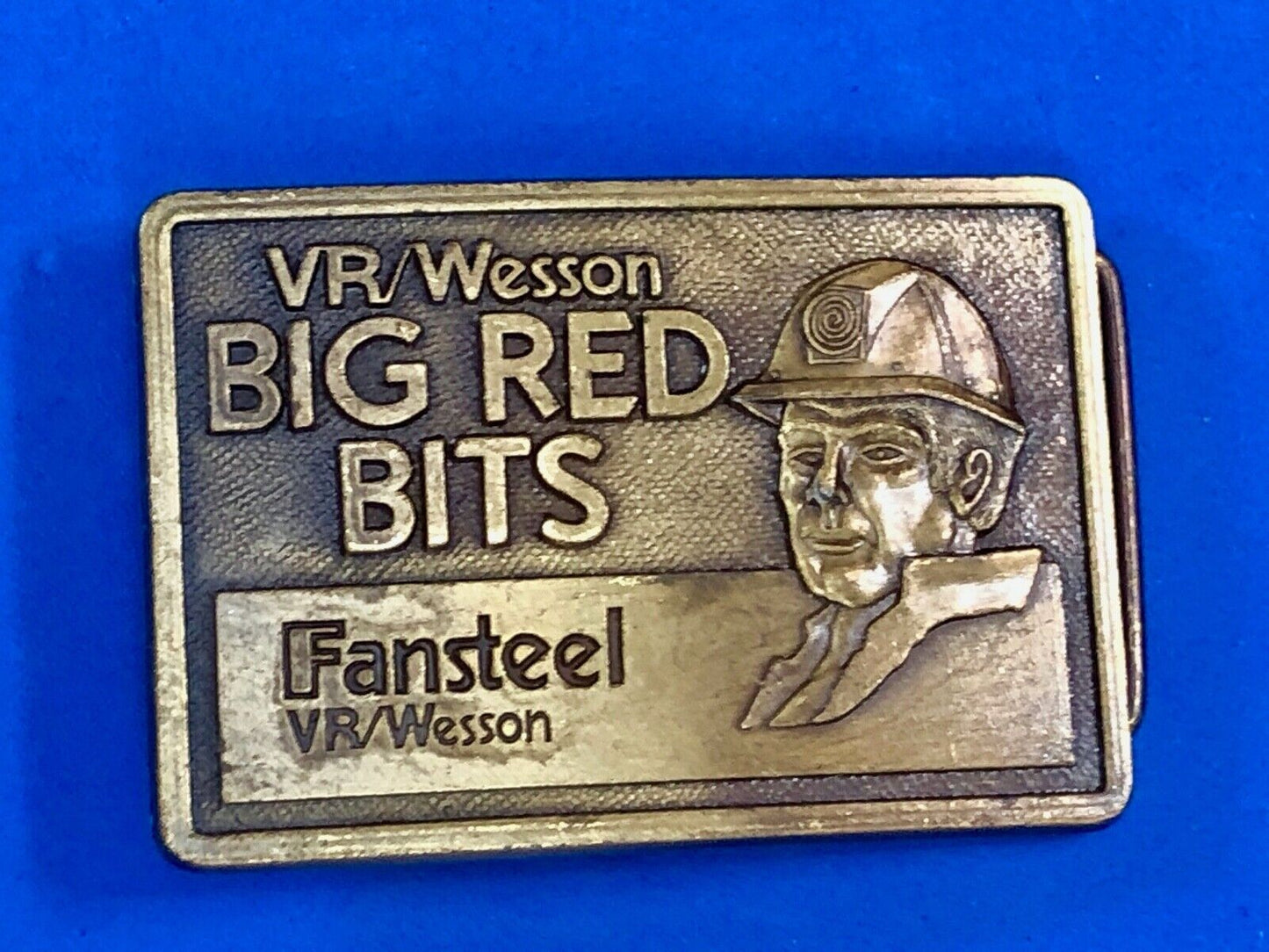 Vintage Belt Buckle - VR / Wesson BIG RED BITS Fansteel Company Advertisement