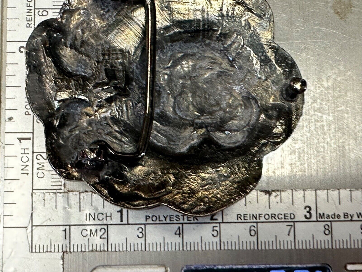 Artisan flower Rose - Vintage silver tone figural belt buckle