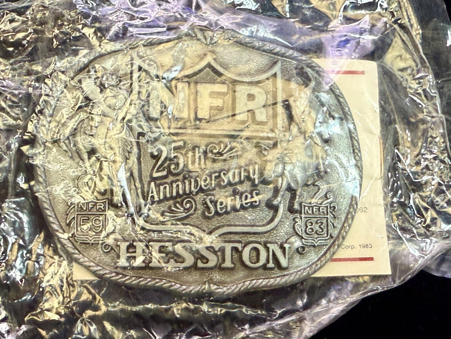 1983 Hesston NFR National Finals Rodeo Cowboys 25 year Commemorative Belt Buckle
