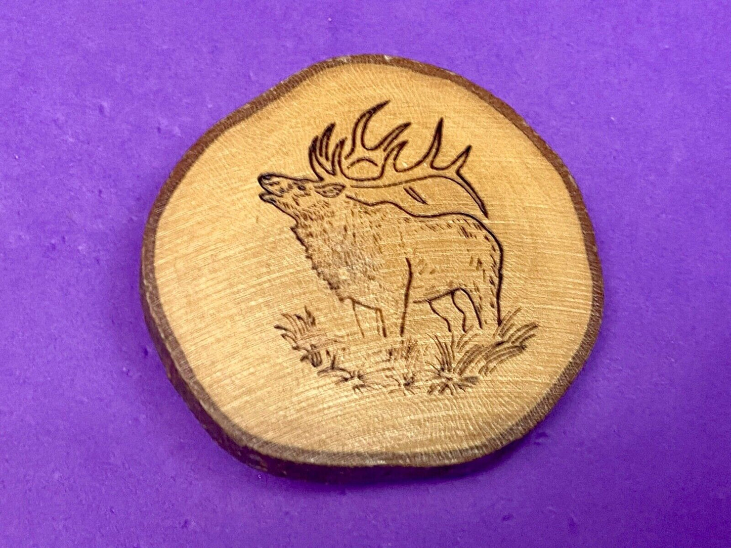 The Great Elk - Carving In Natural Wood Artisan Belt Buckle