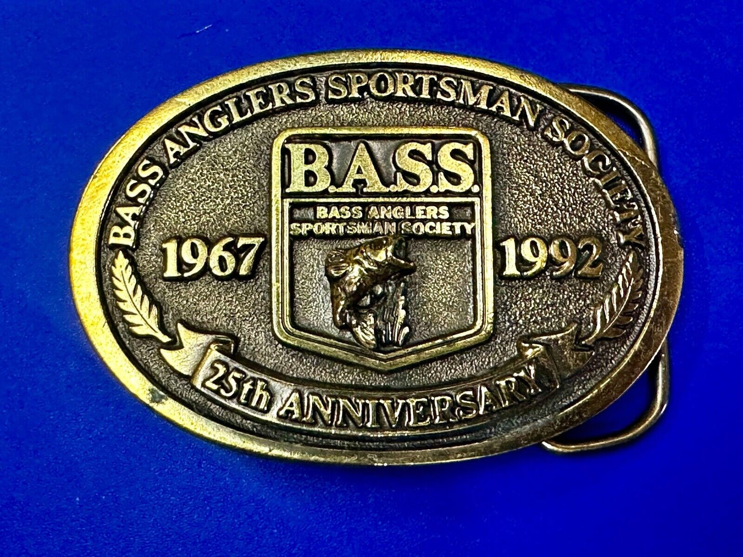 1992 BASS Anglers Sportsman Society Sport Fishing Fishermans 25th yr Belt Buckle