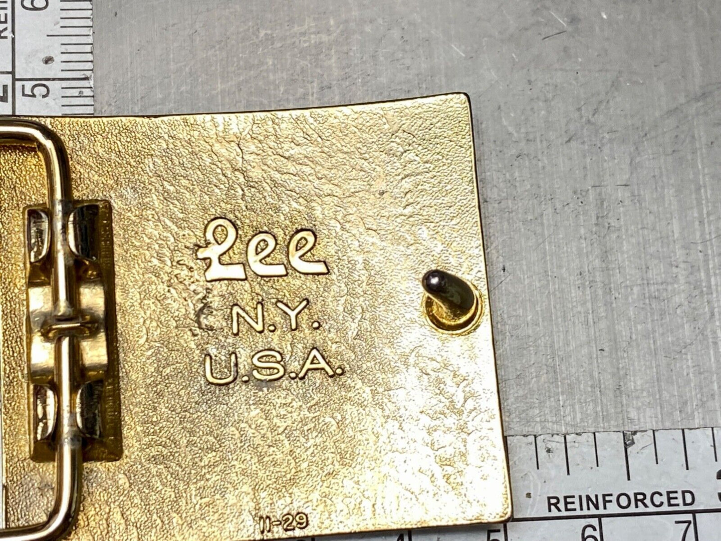 Vintage Lee Belt Buckle Monogrammed W Initial Letter Goldtone NY USA 1970s