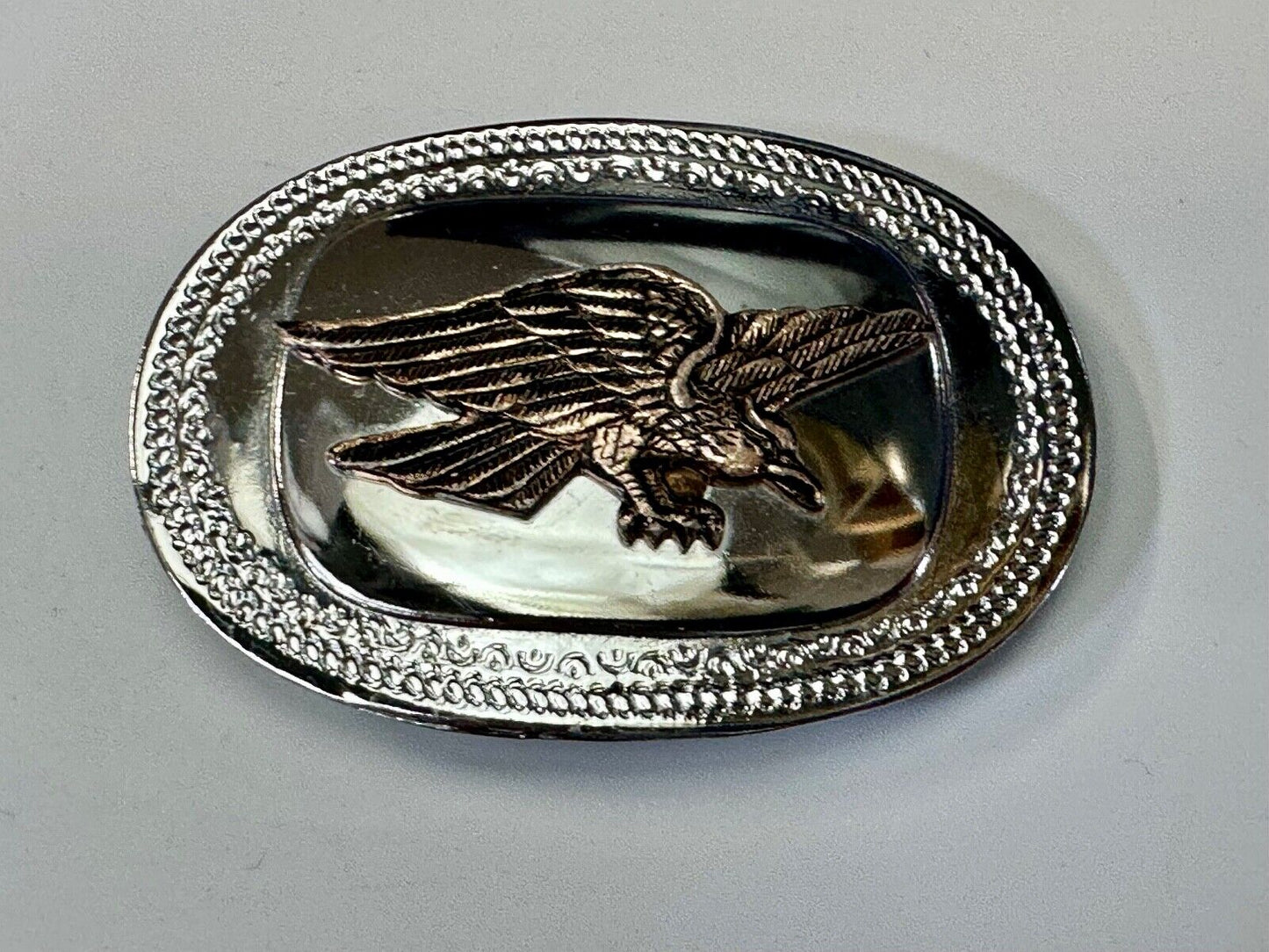 The Eagle Hunting Prey Flying Wings Wide Vintage Mirrored two tone belt buckle