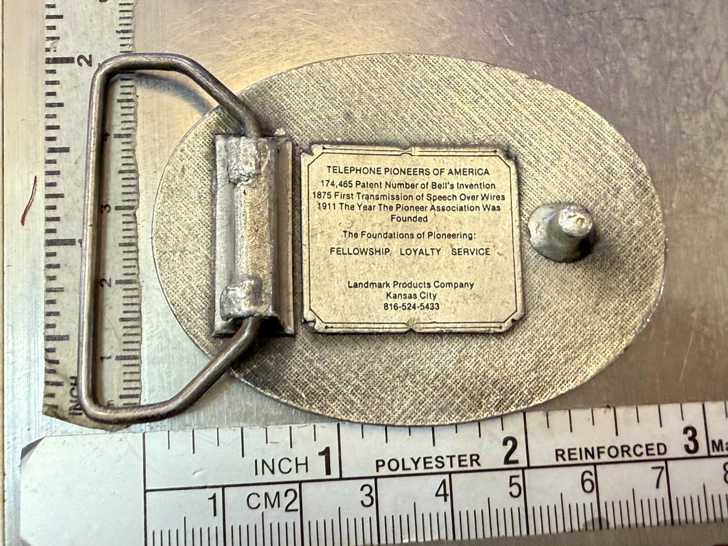 Telephone Pioneers of America Silver Color Commemorative Belt Buckle